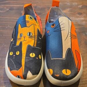 Colorful Cat Print Kids Shoes